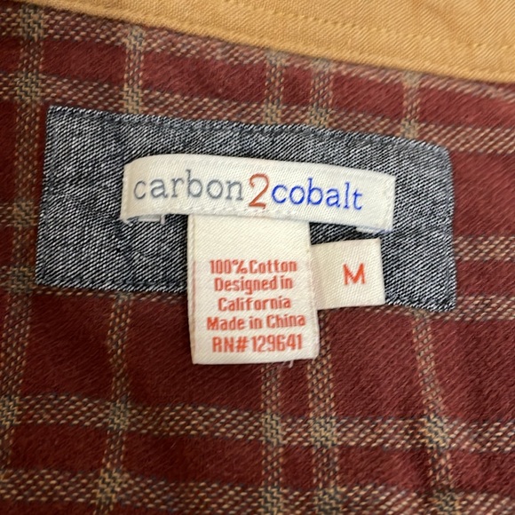 Carbon 2 Cobalt Conifer Double Lined Plaid Long Sleeve Button Up Shirt Cotton - Picture 6 of 12